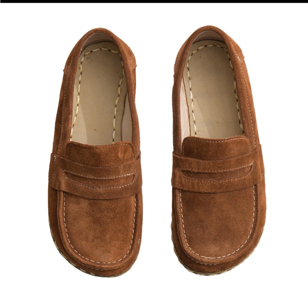 Brand New Handmade Barefoot Copper Grounded suede loafers size 9.5-10